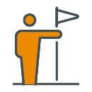 Icon of man holding flag