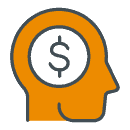 Icon of head with dollar sign