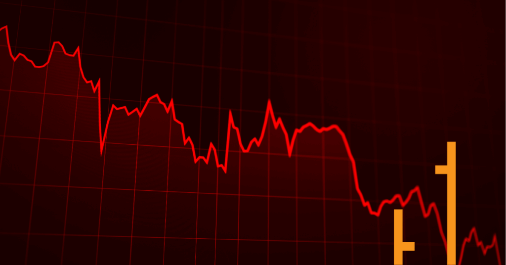 A line chart that depicts the stock market moving lower. The Chartist's logo is in the right hand corner.