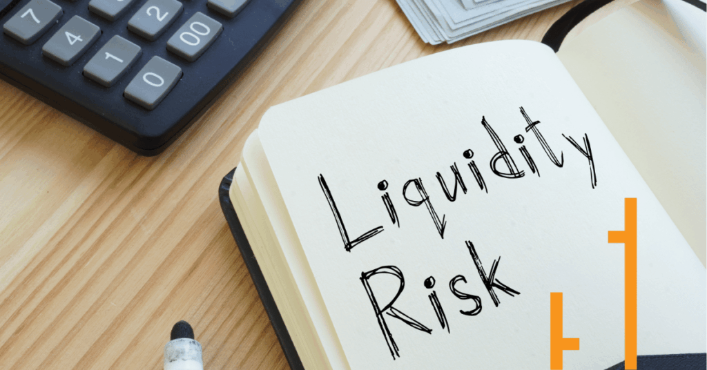 A decorative image of a notebook with the words "Liquidity Risk" hand written inside.